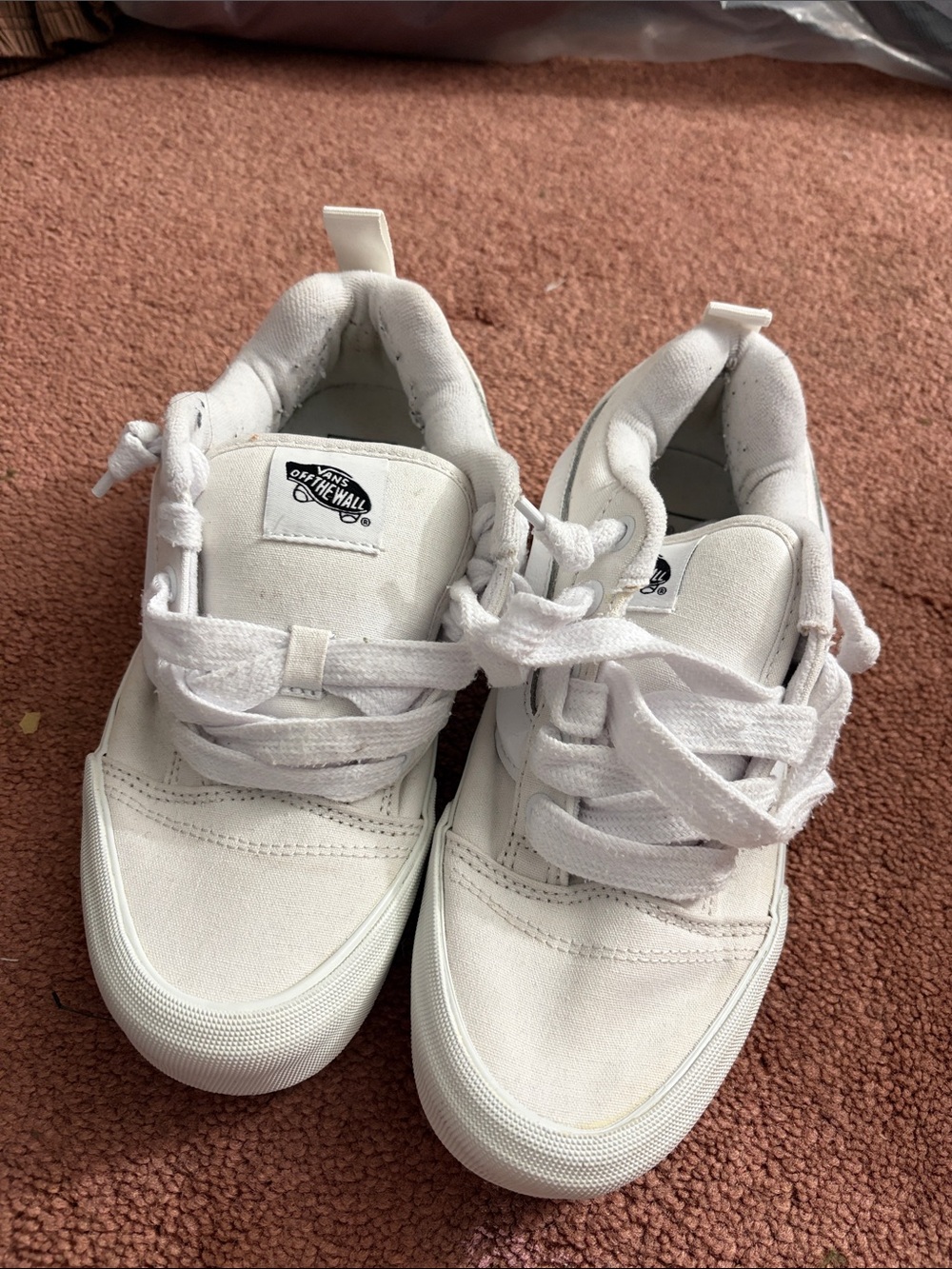 Vans Kids White Canvas Low-Top Sneakers with Lace-Up